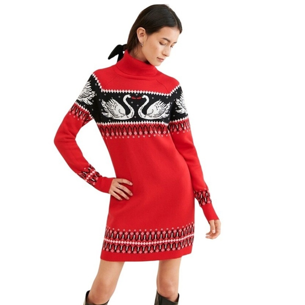 Rachel Antonoff Women's Nina Long Sleeve Cotton Pullover Sweater‎ Dress Size XL